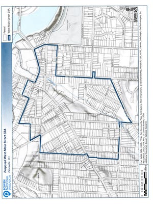 Outline of the new CRA district around W. Main St.