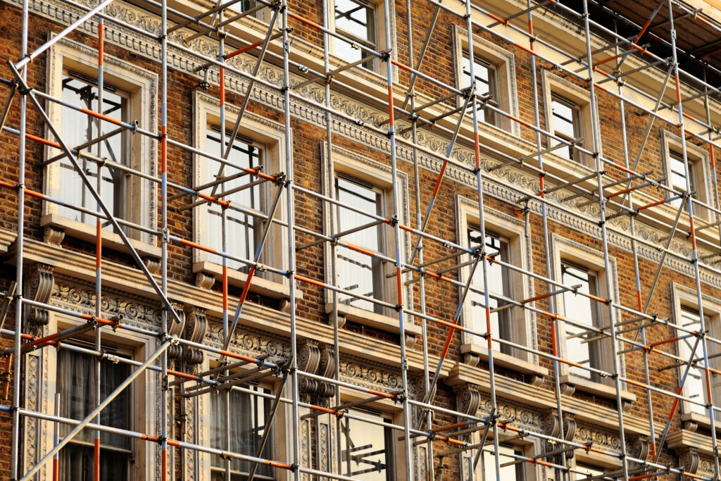 Picture of a house with scaffolding on it