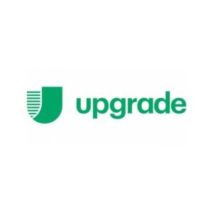 The word 'upgrade' is written in green next to the company's logo against a white background.