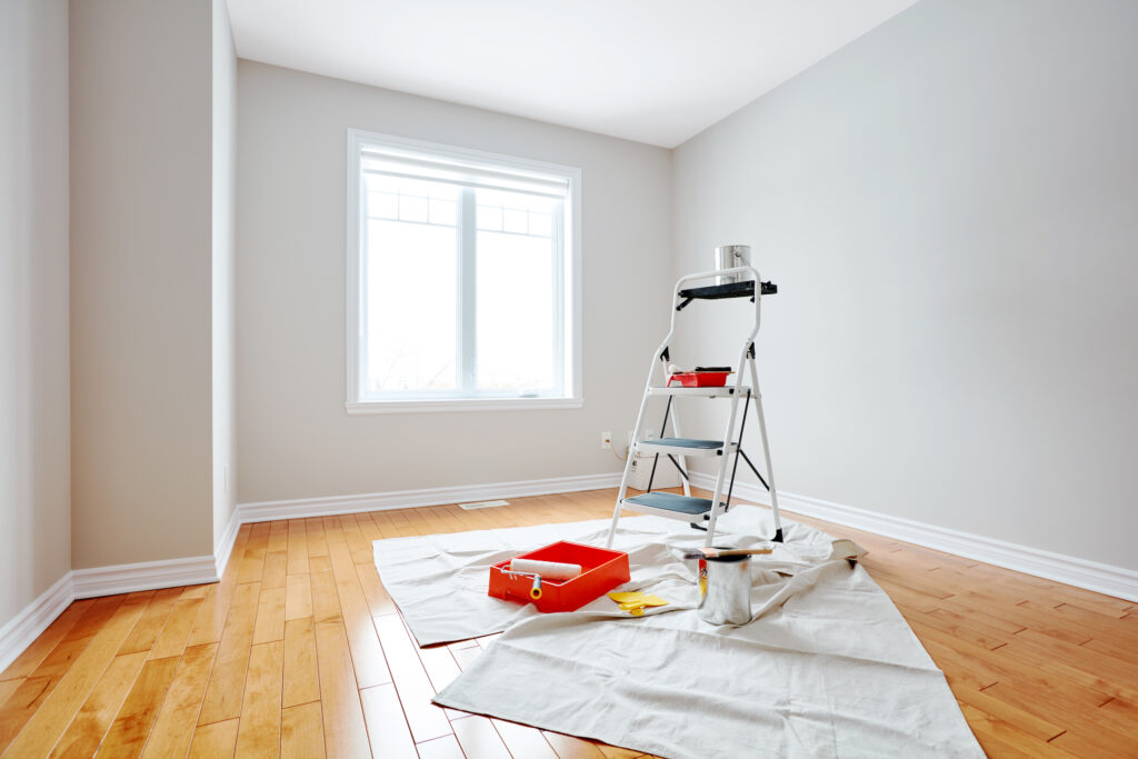 Picture of a room being painted