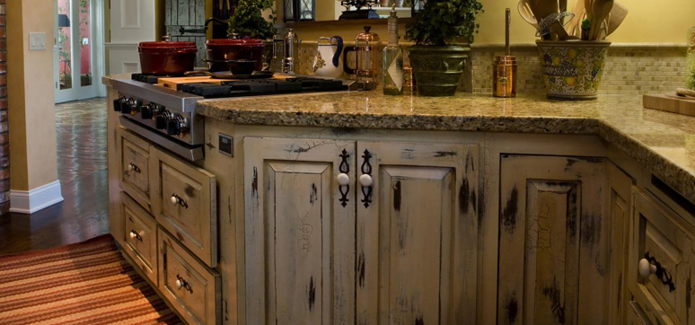 Distressed kitchen cabinets
