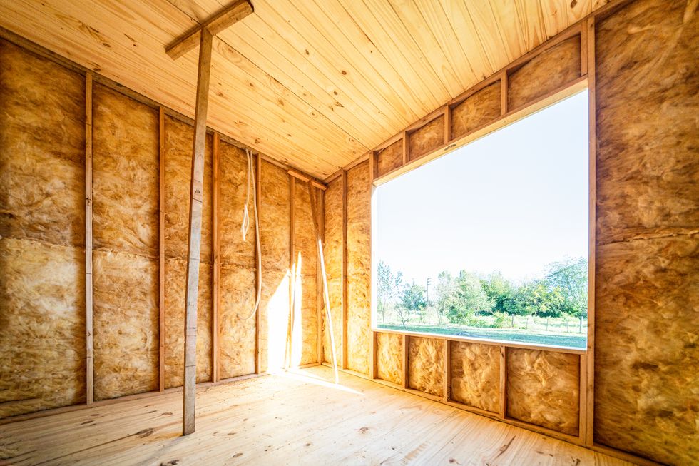wooden house construction site interior